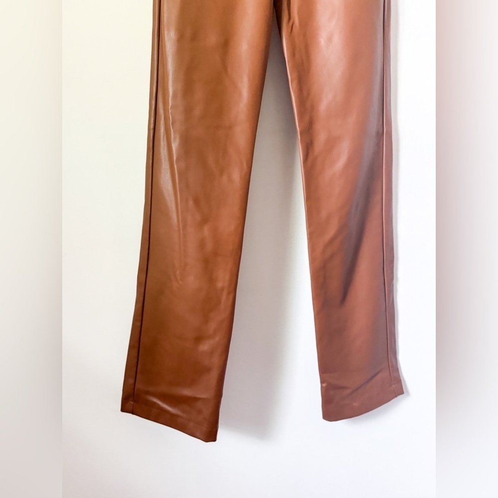 Zara Brown Faux Leather Pants - Picture 7 of 13
